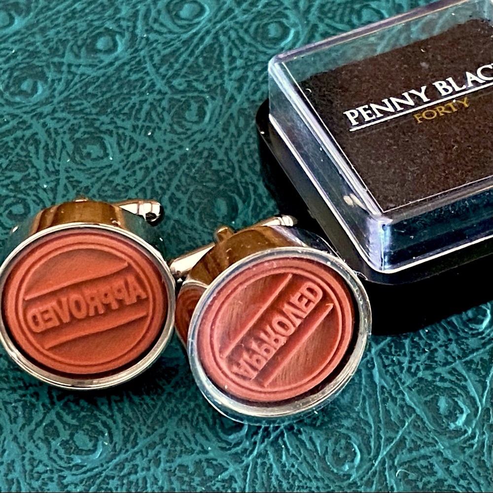 NEW Banker’s Rubber Stamp Cufflinks with inkpad